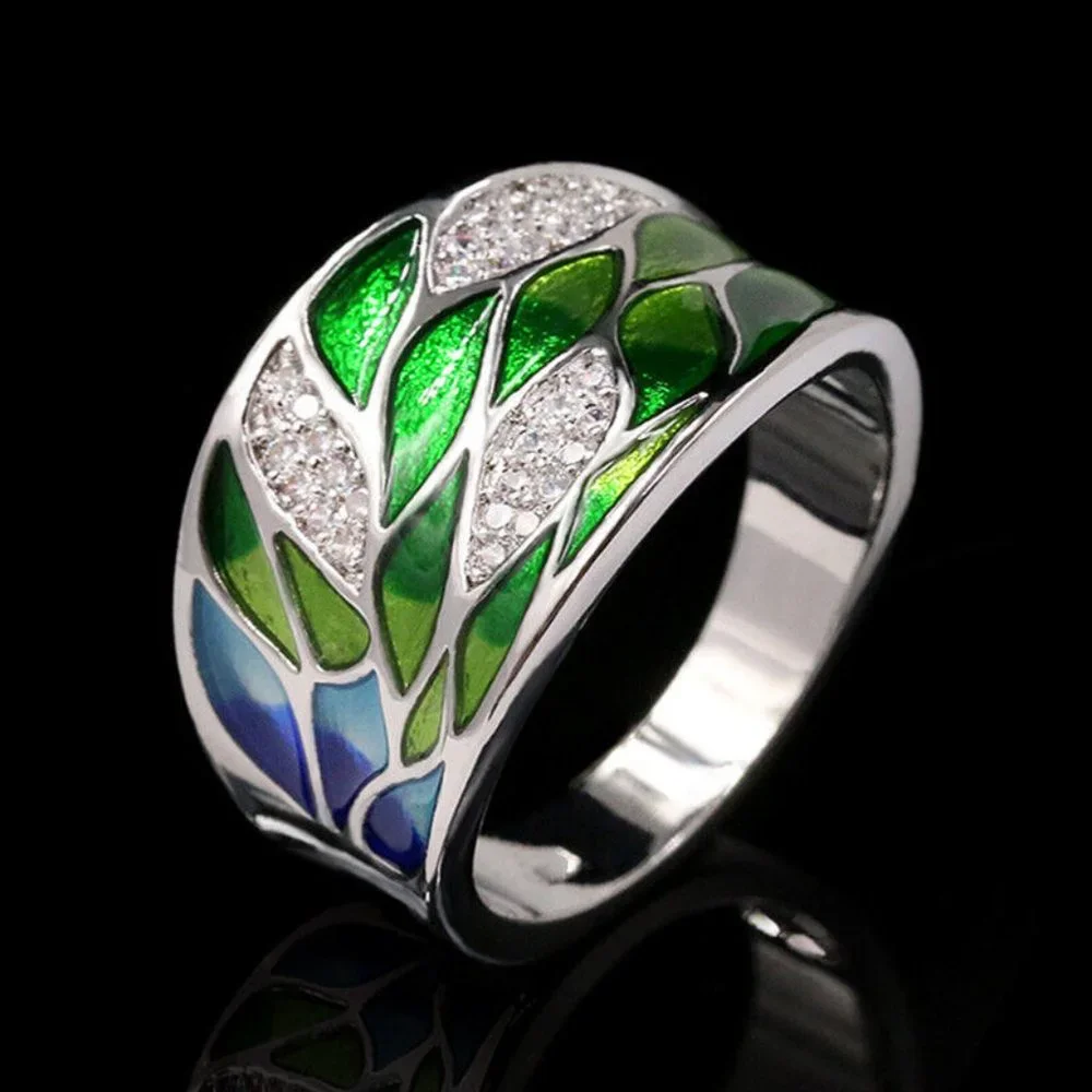New Gorgeous Sterling Silver CZ Wide Band Ring